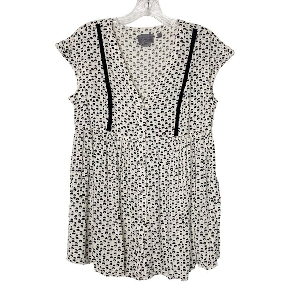 Anthropologie Vanessa Virginia Heart Print Top Women's Ladder Lace Tunic Size S - Picture 11 of 11